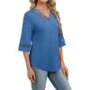 image:imageWIHOLL Womens Tops Eyelet Lace V Neck Bell Sleeve Blouses Dressy Casual Work Shirt 2026 Summer Spring Fashion ClothingBlue