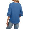 image:imageWIHOLL Womens Tops Eyelet Lace V Neck Bell Sleeve Blouses Dressy Casual Work Shirt 2026 Summer Spring Fashion ClothingBlue