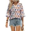 image:imageWIHOLL Womens Tops Eyelet Lace V Neck Bell Sleeve Blouses Dressy Casual Work Shirt 2026 Summer Spring Fashion ClothingBohopaisley