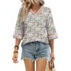 image:imageWIHOLL Womens Tops Eyelet Lace V Neck Bell Sleeve Blouses Dressy Casual Work Shirt 2026 Summer Spring Fashion ClothingCream Houndstooth