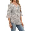 image:imageWIHOLL Womens Tops Eyelet Lace V Neck Bell Sleeve Blouses Dressy Casual Work Shirt 2026 Summer Spring Fashion ClothingCream Houndstooth