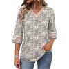image:imageWIHOLL Womens Tops Eyelet Lace V Neck Bell Sleeve Blouses Dressy Casual Work Shirt 2026 Summer Spring Fashion ClothingCream Houndstooth