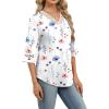 image:imageWIHOLL Womens Tops Eyelet Lace V Neck Bell Sleeve Blouses Dressy Casual Work Shirt 2026 Summer Spring Fashion ClothingWhite Greenery