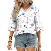 image:imageWIHOLL Womens Tops Eyelet Lace V Neck Bell Sleeve Blouses Dressy Casual Work Shirt 2026 Summer Spring Fashion ClothingWhite Greenery