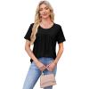 image:imageWIHOLL Womens Tops Short Sleeve T Shirts Pleated Dressy Casual Round Neck Summer Clothes Outfits Blouses Loose FitAblack