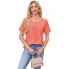 image:imageWIHOLL Womens Tops Short Sleeve T Shirts Pleated Dressy Casual Round Neck Summer Clothes Outfits Blouses Loose FitAcroal
