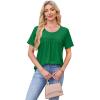 image:imageWIHOLL Womens Tops Short Sleeve T Shirts Pleated Dressy Casual Round Neck Summer Clothes Outfits Blouses Loose FitAgreen