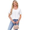 image:imageWIHOLL Womens Tops Short Sleeve T Shirts Pleated Dressy Casual Round Neck Summer Clothes Outfits Blouses Loose FitAwhite