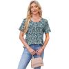 image:imageWIHOLL Womens Tops Short Sleeve T Shirts Pleated Dressy Casual Round Neck Summer Clothes Outfits Blouses Loose FitBlack Print