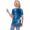 image:imageWIHOLL Womens Tops Short Sleeve T Shirts Pleated Dressy Casual Round Neck Summer Clothes Outfits Blouses Loose FitBlue Print
