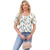 image:imageWIHOLL Womens Tops Short Sleeve T Shirts Pleated Dressy Casual Round Neck Summer Clothes Outfits Blouses Loose FitColorful Leaf