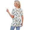 image:imageWIHOLL Womens Tops Short Sleeve T Shirts Pleated Dressy Casual Round Neck Summer Clothes Outfits Blouses Loose FitColorful Leaf