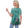 image:imageWIHOLL Womens Tops Short Sleeve T Shirts Pleated Dressy Casual Round Neck Summer Clothes Outfits Blouses Loose FitGreen Print
