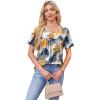 image:imageWIHOLL Womens Tops Short Sleeve T Shirts Pleated Dressy Casual Round Neck Summer Clothes Outfits Blouses Loose FitInk Flower