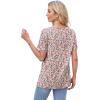 image:imageWIHOLL Womens Tops Short Sleeve T Shirts Pleated Dressy Casual Round Neck Summer Clothes Outfits Blouses Loose FitPink Flower