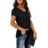 image:imageWIHOLL Womens Tops V Neck Summer Petal Sleeve Casual TshirtsBlack