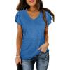 image:imageWIHOLL Womens Tops V Neck Summer Petal Sleeve Casual TshirtsBlue