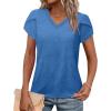 image:imageWIHOLL Womens Tops V Neck Summer Petal Sleeve Casual TshirtsBlue