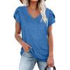 image:imageWIHOLL Womens Tops V Neck Summer Petal Sleeve Casual TshirtsBlue