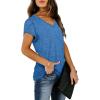 image:imageWIHOLL Womens Tops V Neck Summer Petal Sleeve Casual TshirtsBlue