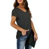 image:imageWIHOLL Womens Tops V Neck Summer Petal Sleeve Casual TshirtsDeepgrey
