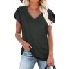 image:imageWIHOLL Womens Tops V Neck Summer Petal Sleeve Casual TshirtsDeepgrey