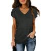 image:imageWIHOLL Womens Tops V Neck Summer Petal Sleeve Casual TshirtsDeepgrey