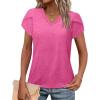 image:imageWIHOLL Womens Tops V Neck Summer Petal Sleeve Casual TshirtsDeeppink