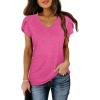 image:imageWIHOLL Womens Tops V Neck Summer Petal Sleeve Casual TshirtsDeeppink