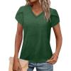 image:imageWIHOLL Womens Tops V Neck Summer Petal Sleeve Casual TshirtsGreen