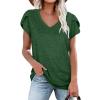 image:imageWIHOLL Womens Tops V Neck Summer Petal Sleeve Casual TshirtsGreen