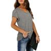 image:imageWIHOLL Womens Tops V Neck Summer Petal Sleeve Casual TshirtsGrey