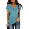 image:imageWIHOLL Womens Tops V Neck Summer Petal Sleeve Casual TshirtsGreygreen