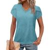 image:imageWIHOLL Womens Tops V Neck Summer Petal Sleeve Casual TshirtsGreygreen