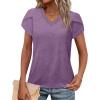 image:imageWIHOLL Womens Tops V Neck Summer Petal Sleeve Casual TshirtsLavender