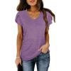 image:imageWIHOLL Womens Tops V Neck Summer Petal Sleeve Casual TshirtsLavender