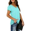 image:imageWIHOLL Womens Tops V Neck Summer Petal Sleeve Casual TshirtsLightgreen