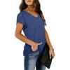image:imageWIHOLL Womens Tops V Neck Summer Petal Sleeve Casual TshirtsNavy