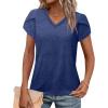 image:imageWIHOLL Womens Tops V Neck Summer Petal Sleeve Casual TshirtsNavy