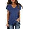 image:imageWIHOLL Womens Tops V Neck Summer Petal Sleeve Casual TshirtsNavy