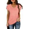 image:imageWIHOLL Womens Tops V Neck Summer Petal Sleeve Casual TshirtsPink