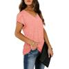 image:imageWIHOLL Womens Tops V Neck Summer Petal Sleeve Casual TshirtsPink
