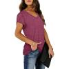 image:imageWIHOLL Womens Tops V Neck Summer Petal Sleeve Casual TshirtsPurple