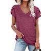 image:imageWIHOLL Womens Tops V Neck Summer Petal Sleeve Casual TshirtsPurple