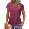 image:imageWIHOLL Womens Tops V Neck Summer Petal Sleeve Casual TshirtsPurple