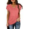 image:imageWIHOLL Womens Tops V Neck Summer Petal Sleeve Casual TshirtsRed