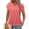 image:imageWIHOLL Womens Tops V Neck Summer Petal Sleeve Casual TshirtsRed