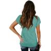 image:imageWIHOLL Womens Tops V Neck Summer Petal Sleeve Casual TshirtsSeagreen