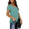 image:imageWIHOLL Womens Tops V Neck Summer Petal Sleeve Casual TshirtsSeagreen