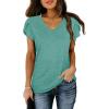 image:imageWIHOLL Womens Tops V Neck Summer Petal Sleeve Casual TshirtsSeagreen